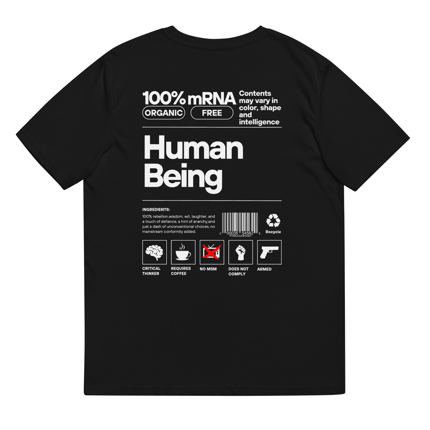 Unisex "Human Being" T-shirt (Rear Print)